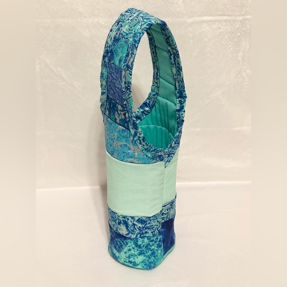 Homemade wine tote multi blue.